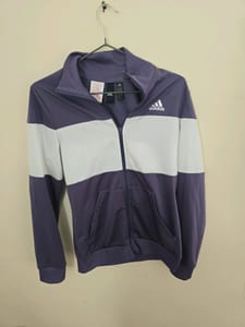 Mädchen Trainingsjacke lila-weiß mit Reißverschluss – Sportbekleidung – Größe 164 – Schwarz – Bild 2 von 3