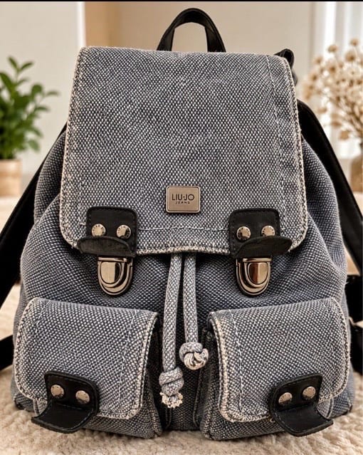 Liu Jo Damen Jeans Rucksack – Grau/Schwarz – Einheitsgröße – Blau