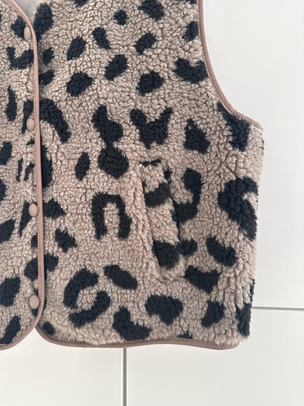 leo Teddy Weste Damen taupe schwarz – Einheitsgröße – Bild 2 von 3