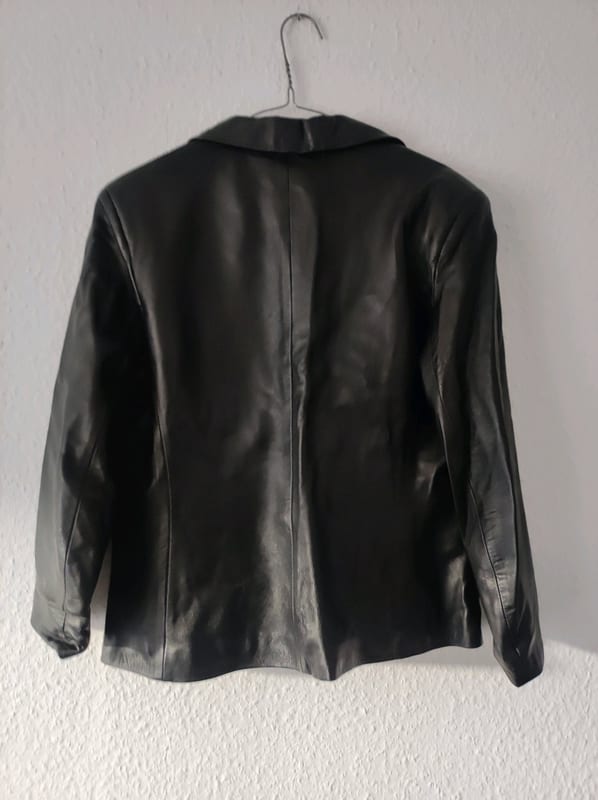 Damen Lederjacke Blazer-Schnitt, schwarz, Echtleder – Größe L – Bild 5 von 5