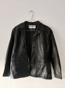 Damen Lederjacke Blazer-Schnitt, schwarz, Echtleder – Größe L