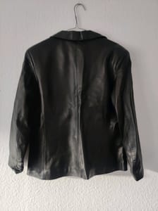 Damen Lederjacke Blazer-Schnitt, schwarz, Echtleder – Größe L – Bild 5 von 5