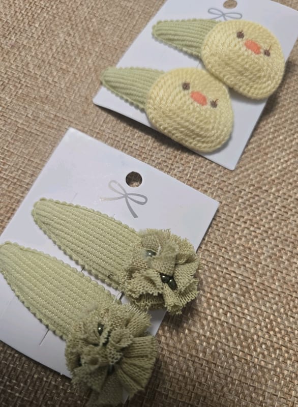 Mädchen Haarspangen mit Küken-Motiv, 2er-Set – Einheitsgröße – Gelb/Grün