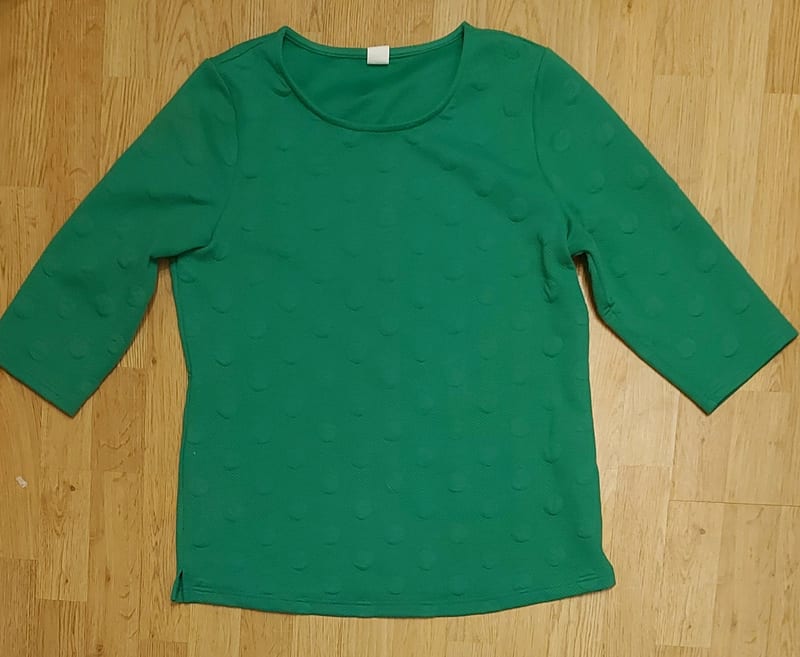 Damen Grünes Shirt mit Punktmuster, 3/4-Arm