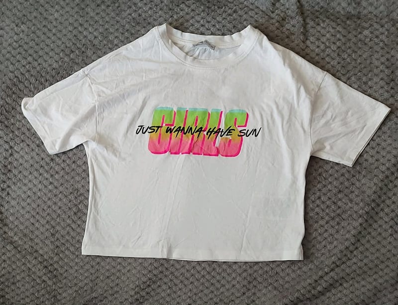 Damen bauchfreies T-shirt – Größe XXS – Weiß