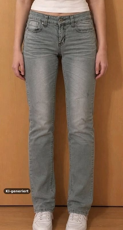 Damen Jeans in Hellgrau mit Used-Waschung – Gerader Schnitt – Größe 40
