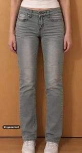Damen Jeans in Hellgrau mit Used-Waschung – Gerader Schnitt – Größe 40