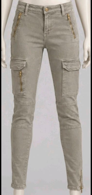 Damen Cargohose in Khaki mit Reißverschlüssen – Größe M – Grün