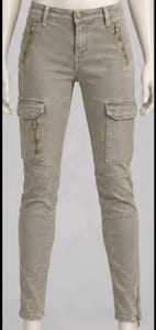 Damen Cargohose in Khaki mit Reißverschlüssen – Größe M – Grün