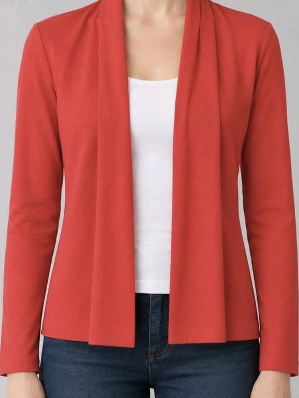Damen Offene Strickjacke in Rot, langarm von Zero – Größe 40