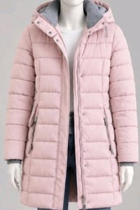 Damen Gesteppte Winterjacke in Rosa mit Kapuze – Größe 40