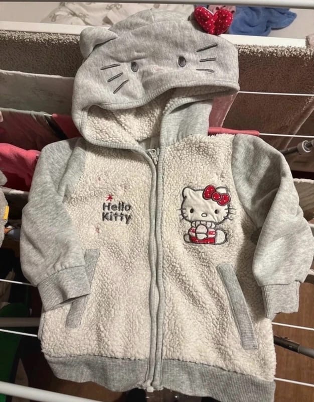 Hello Kitty Mädchen Strickjacke – Größe 86 – Grau