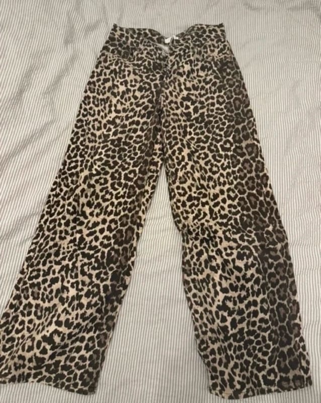 Damen Jeans Hose Leoparden Look – Größe 36 – Braun/Schwarz/Beige