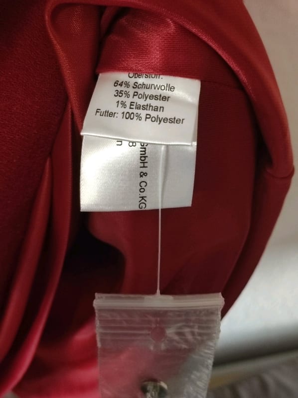 Damen Bordeauxrotes Kleid mit langen Ärmeln und Taschen – Größe 46 – Bild 6 von 6