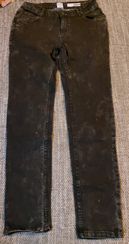 Damen Schwarze Jeans mit Waschung – Größe L