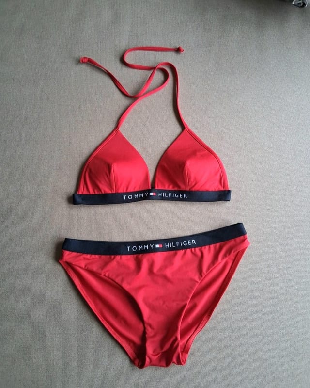 Damen Bikini Triangel sportlich Tommy Hilfigrr – Größe 36 – Rot/Blau – Bild 2 von 12