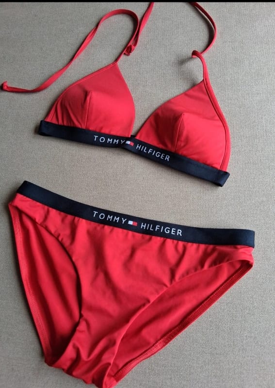 Damen Bikini Triangel sportlich Tommy Hilfigrr – Größe 36 – Rot/Blau