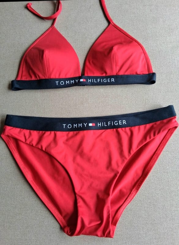 Damen Bikini Triangel sportlich Tommy Hilfigrr – Größe 36 – Rot/Blau – Bild 12 von 12