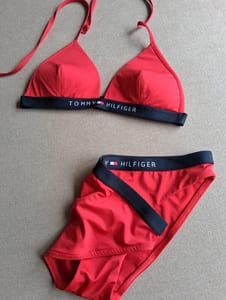 Damen Bikini Triangel sportlich Tommy Hilfigrr – Größe 36 – Rot/Blau – Bild 3 von 12