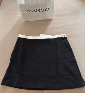 Damen Tweedrock schwarz von Mango – Größe S – Schwarz/Beige