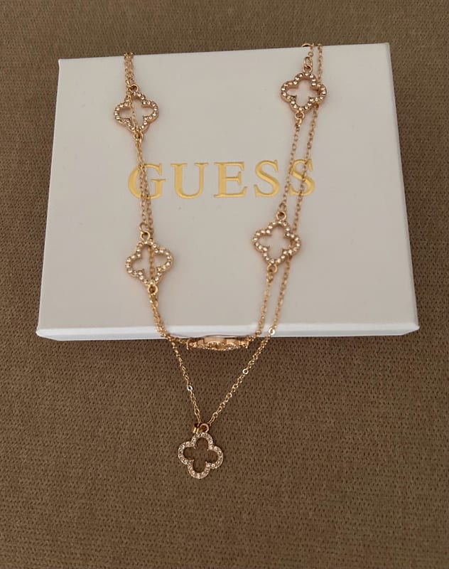 Damen Halskette Kleeblattcharms funkelnd schön – Gold – Bild 2 von 10