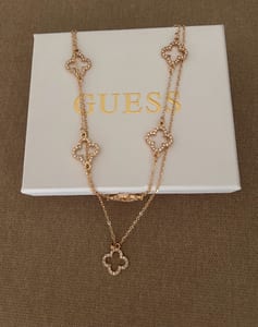 Damen Halskette Kleeblattcharms funkelnd schön – Gold – Bild 2 von 10