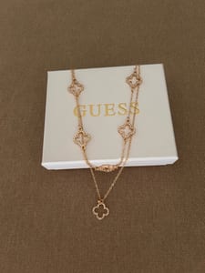 Damen Halskette Kleeblattcharms funkelnd schön – Gold – Bild 6 von 10
