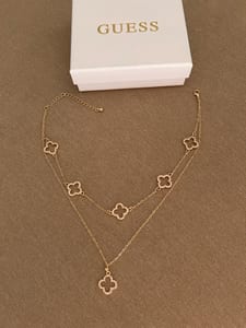 Damen Halskette Kleeblattcharms funkelnd schön – Gold – Bild 7 von 10