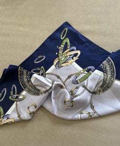 Damen Schal Halstuch Blau mit Design – Marineblau – Bild 6 von 10
