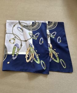 Damen Schal Halstuch Blau mit Design – Marineblau – Bild 9 von 10