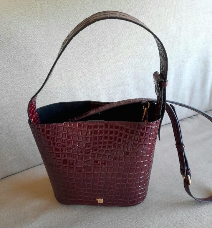 Damen Tolle Handtasche Kroko Design Neu – Dunkellila