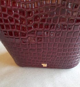 Damen Tolle Handtasche Kroko Design Neu – Dunkellila – Bild 2 von 9