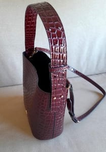 Damen Tolle Handtasche Kroko Design Neu – Dunkellila – Bild 6 von 9