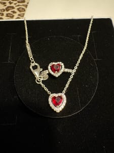 Pandora Damen Set Rotes Herz Kette und Ring – Silber/Rot – Bild 2 von 5
