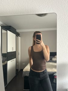 Damen Top ärmellos mit U-Ausschnitt, Braun – Größe XS