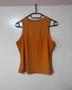 Damen Rotes, Türkises und Orangenes Ärmelloses Top, geripptes Material – Größe M – Bild 3 von 3