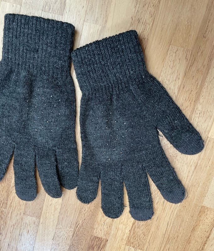 Damen Dunkelgraue Strickhandschuhe mit Glitzer-Akzenten – Größe S – Bild 3 von 8