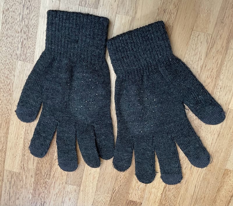 Damen Dunkelgraue Strickhandschuhe mit Glitzer-Akzenten – Größe S – Bild 4 von 8