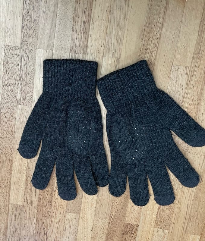 Damen Dunkelgraue Strickhandschuhe mit Glitzer-Akzenten – Größe S – Bild 5 von 8