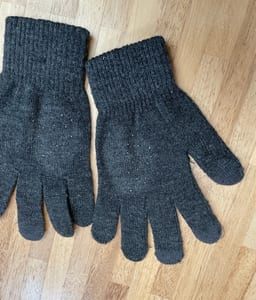 Damen Dunkelgraue Strickhandschuhe mit Glitzer-Akzenten – Größe S – Bild 3 von 8