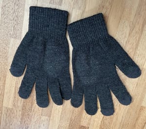 Damen Dunkelgraue Strickhandschuhe mit Glitzer-Akzenten – Größe S – Bild 4 von 8