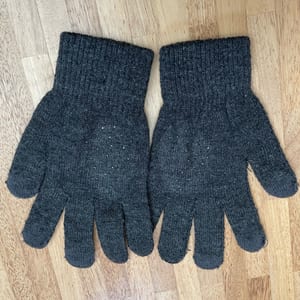 Damen Dunkelgraue Strickhandschuhe mit Glitzer-Akzenten – Größe S – Bild 6 von 8