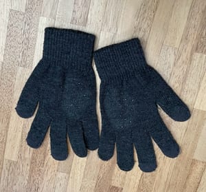 Damen Dunkelgraue Strickhandschuhe mit Glitzer-Akzenten – Größe S – Bild 7 von 8