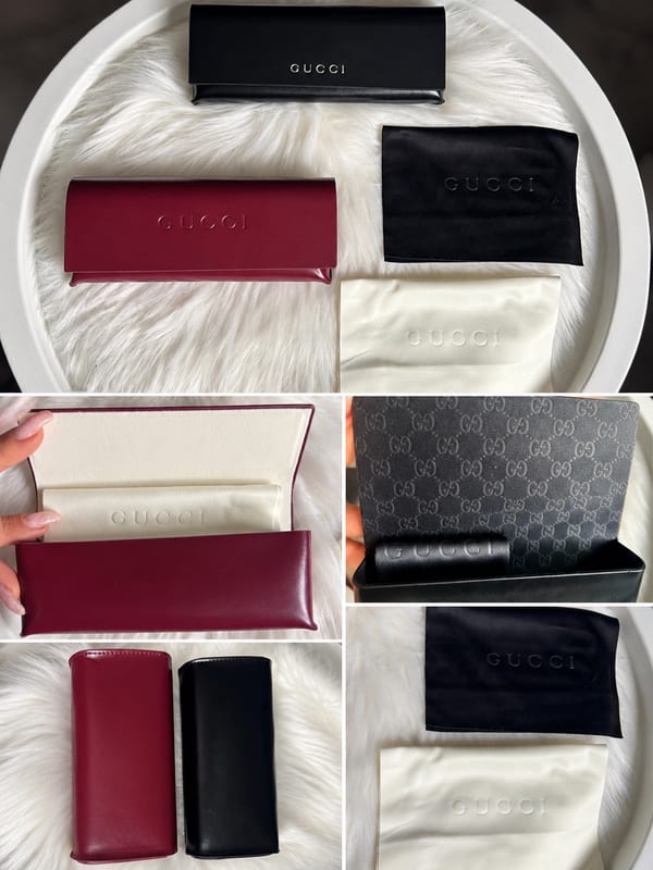 Gucci Brillenetui Set | Edel | Bordeaux & Schwarz | Geschenk