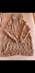 Damen Oversize-Rollkragenpullover meliert in Braun-Beige tolles Muster H&M Gr. L – Bild 3 von 5