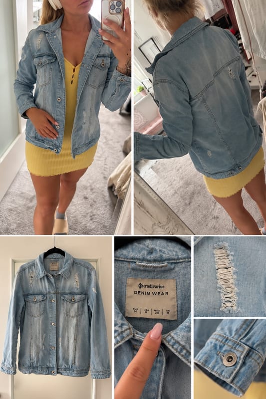 Helle Jeansjacke Damen M | Oversized Denim Jacke | Used Look | Übergangsjacke – Größe M/L – Blau