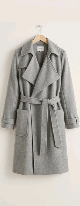 Grauer Wickelmantel mit Gürtel – Damen Mantel Gr. M Review