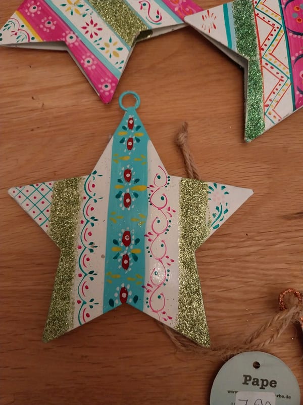 Handbemalte Holzsterne Weihnachtsdeko, 5 Stück – Bild 5 von 5