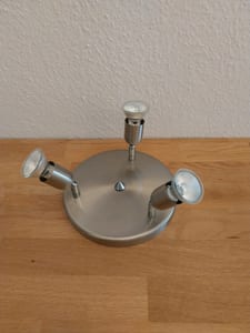 Deckenstrahler 3-flammig, Edelstahloptik mit Halogenspots